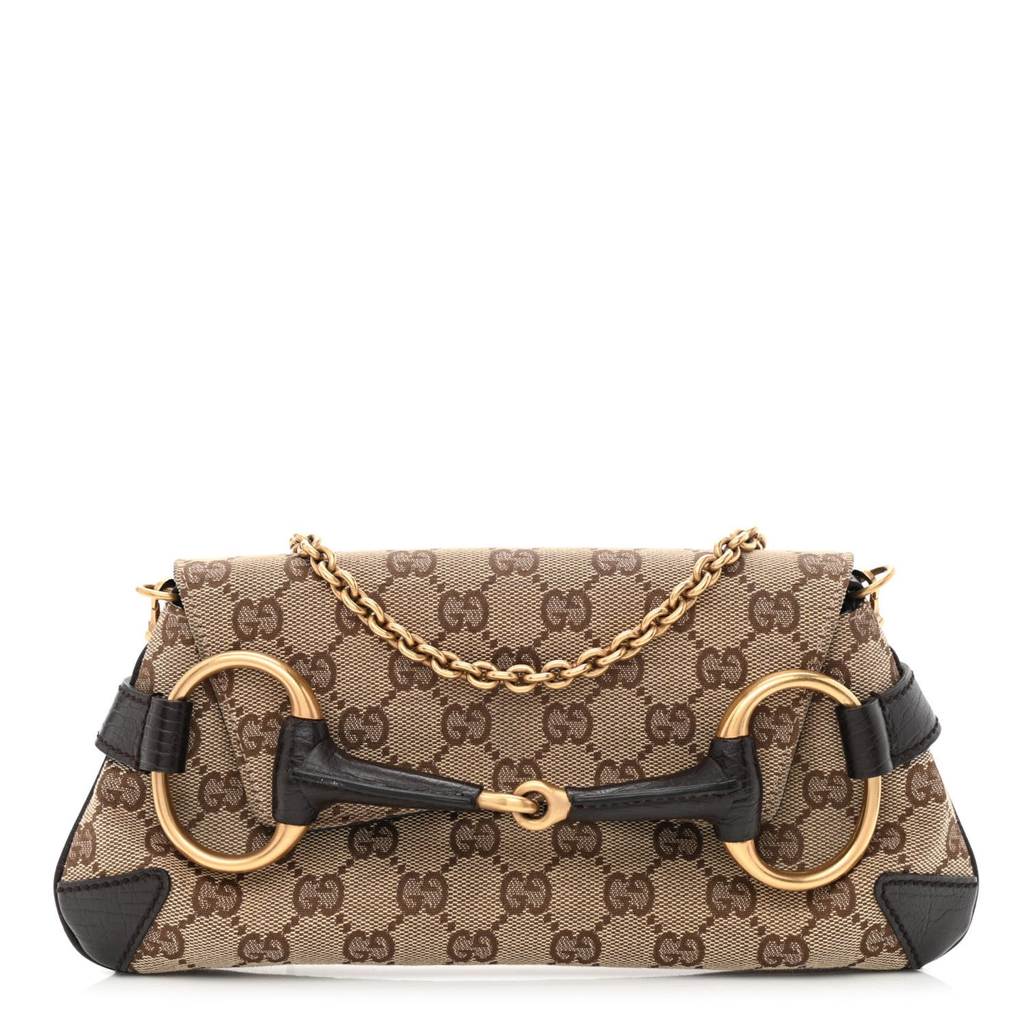 Monogram Horsebit Clutch Dark Brown