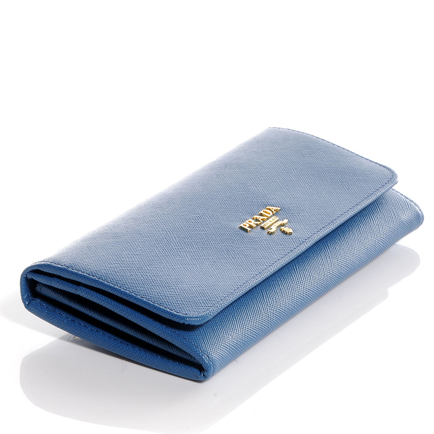 Saffiano Metal Continental Flap Wallet Cobalto