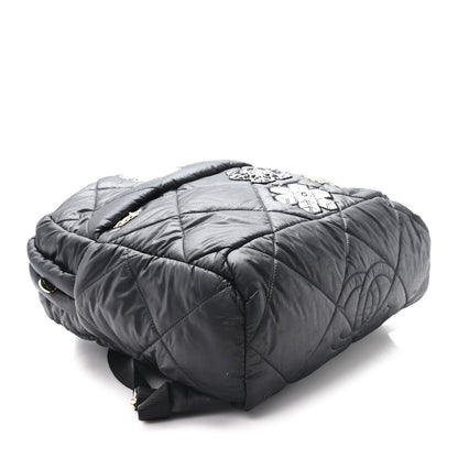 Chanel Nylon Tweed Quilted Small Coco Neige Snowflake Backpack Black 4 of 11