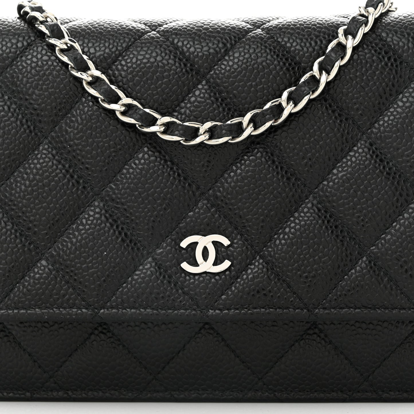 Caviar Quilted Wallet on Chain WOC Black