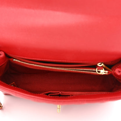 Chanel Caviar Quilted Small Coco Handle Flap Red 5 of 10