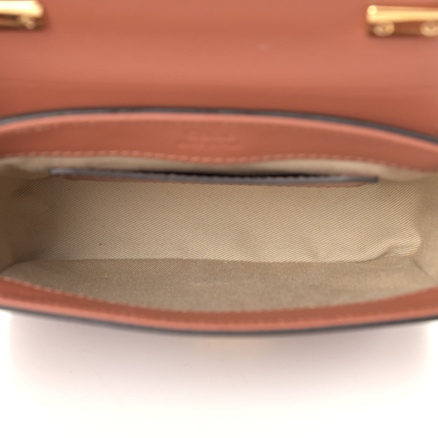 Calfskin Crocodile Embossed Mini C Double Carry Chestnut Brown