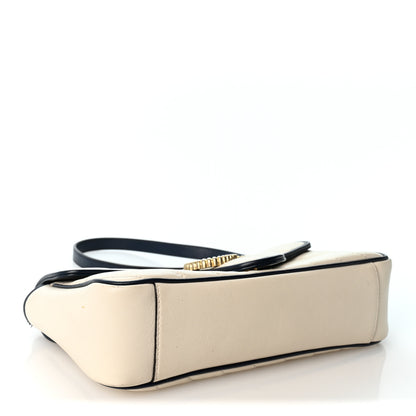 Gucci Vintage Effect Calfskin Matelasse Diagonal Small Torchon GG Marmont Shoulder Bag Mystic White Blue Agata 3 of 9
