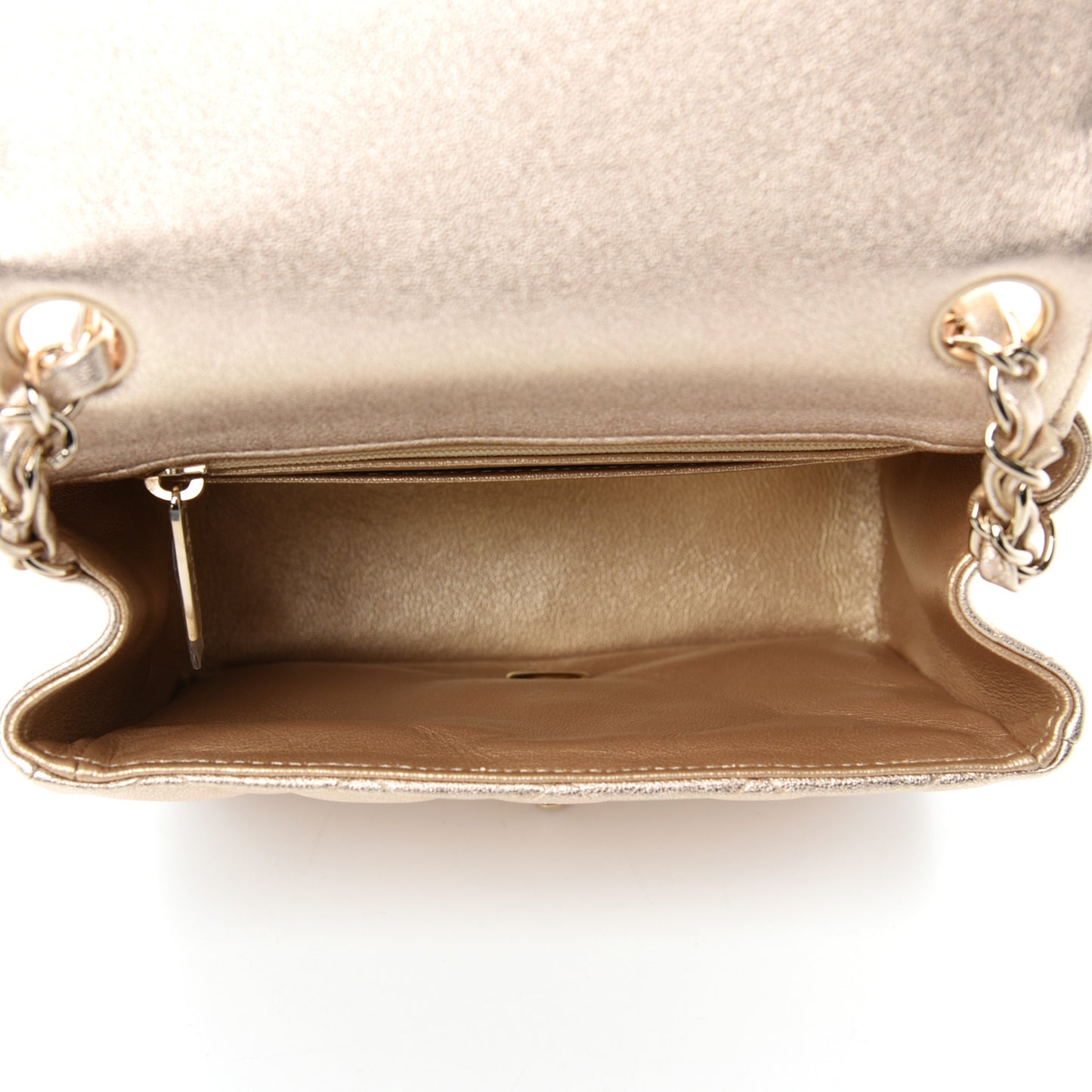 Metallic Lambskin Quilted Mini Square Flap Gold