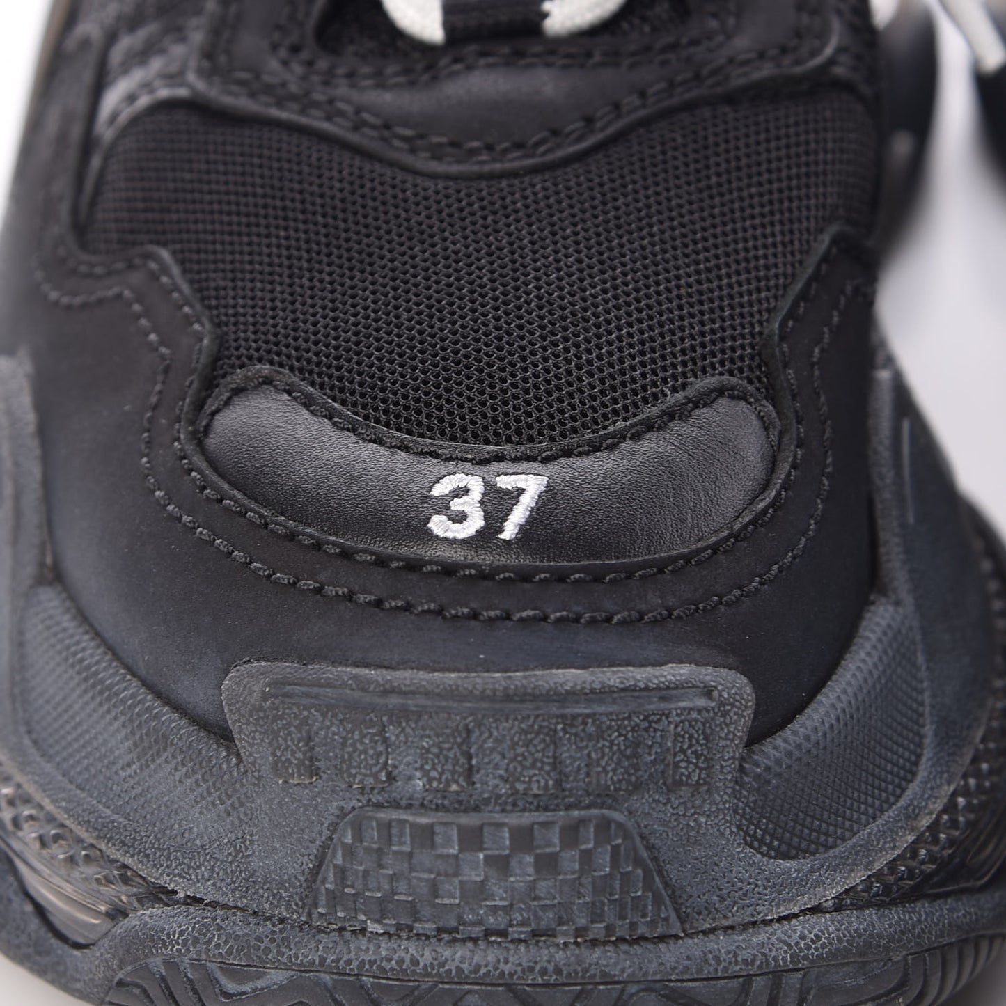 Fabric Mesh Clear Sole Womens Triple S Sneakers 37 Black