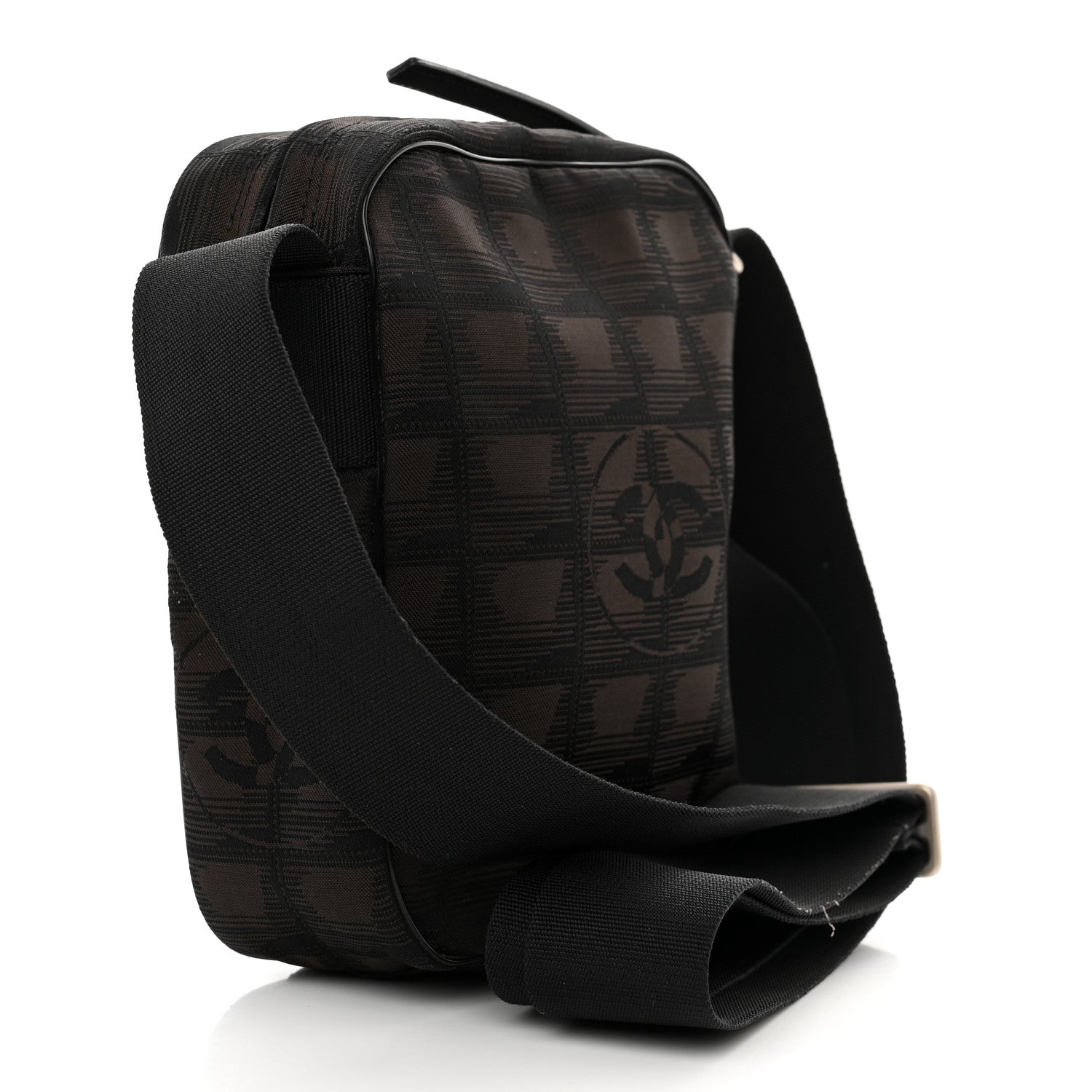 Chanel Nylon Travel Crossbody Bag Brown Black 3 of 12