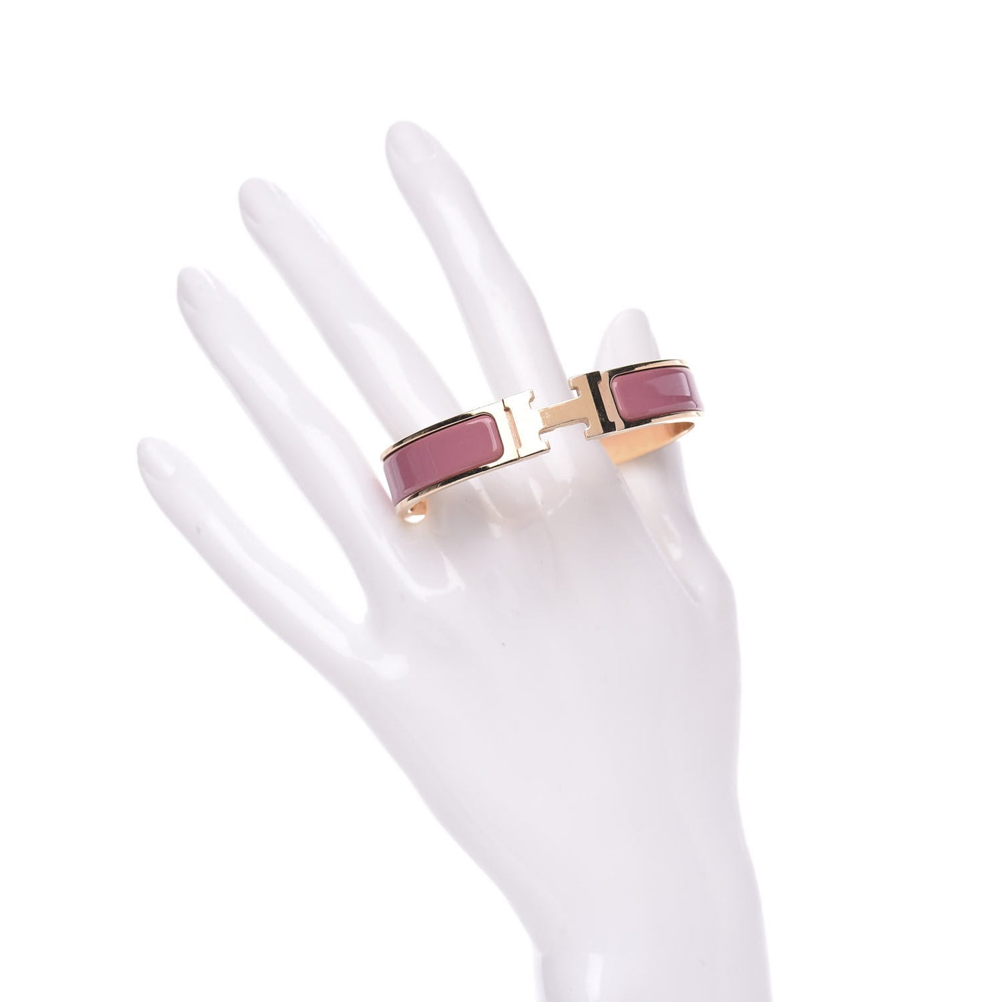 Enamel Narrow Clic Clac H Bracelet PM Rose Velours