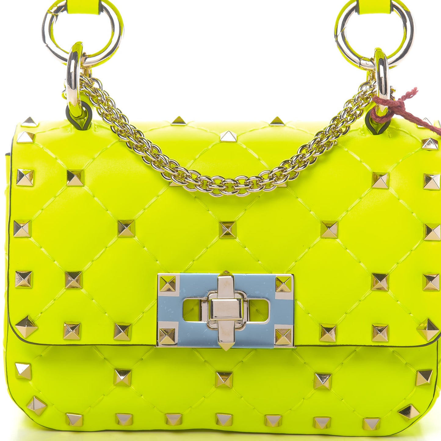 Calfskin Micro Rockstud Spike Shoulder Bag Lime