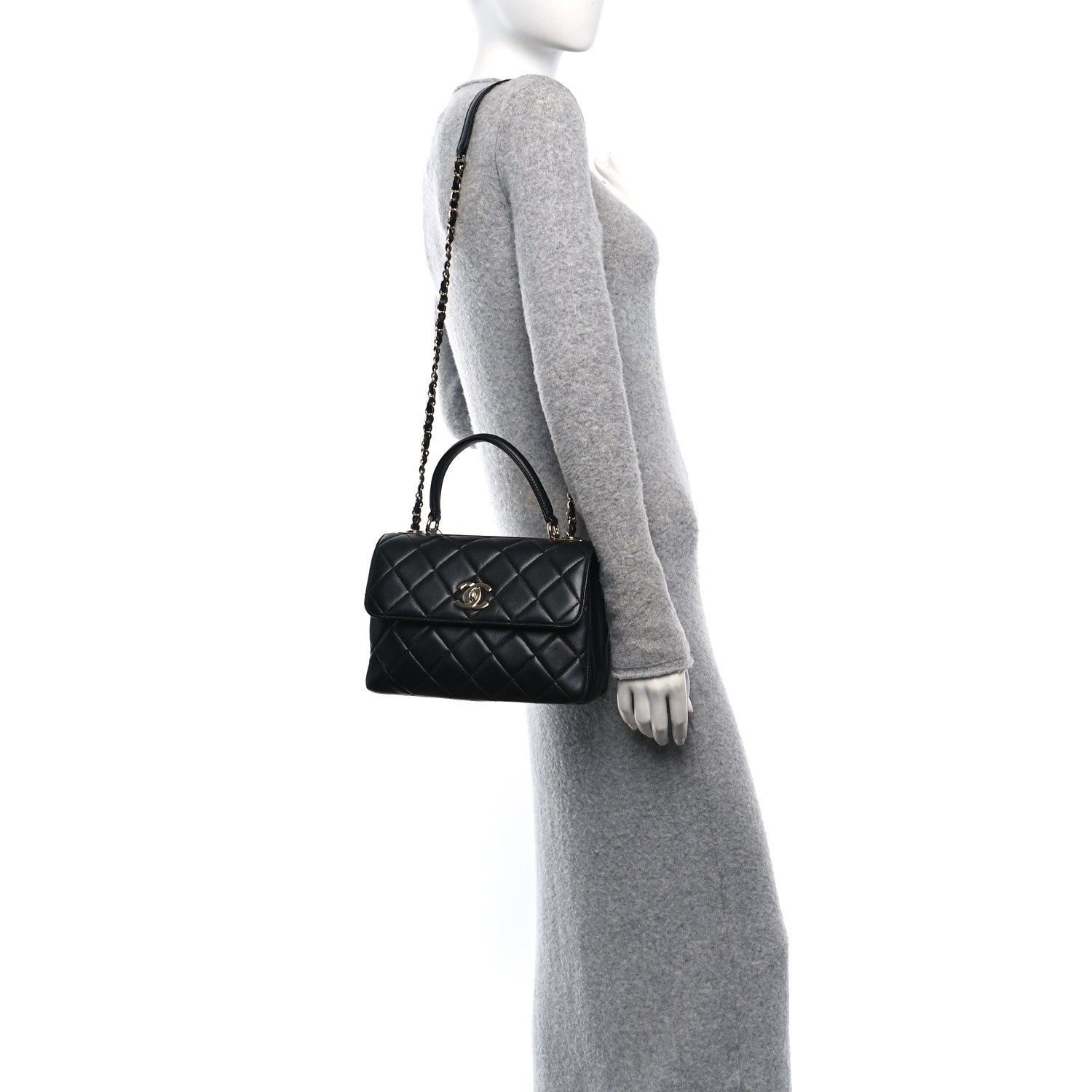 Chanel Lambskin Quilted Small Trendy CC Dual Handle Flap Bag Black 2 of 10