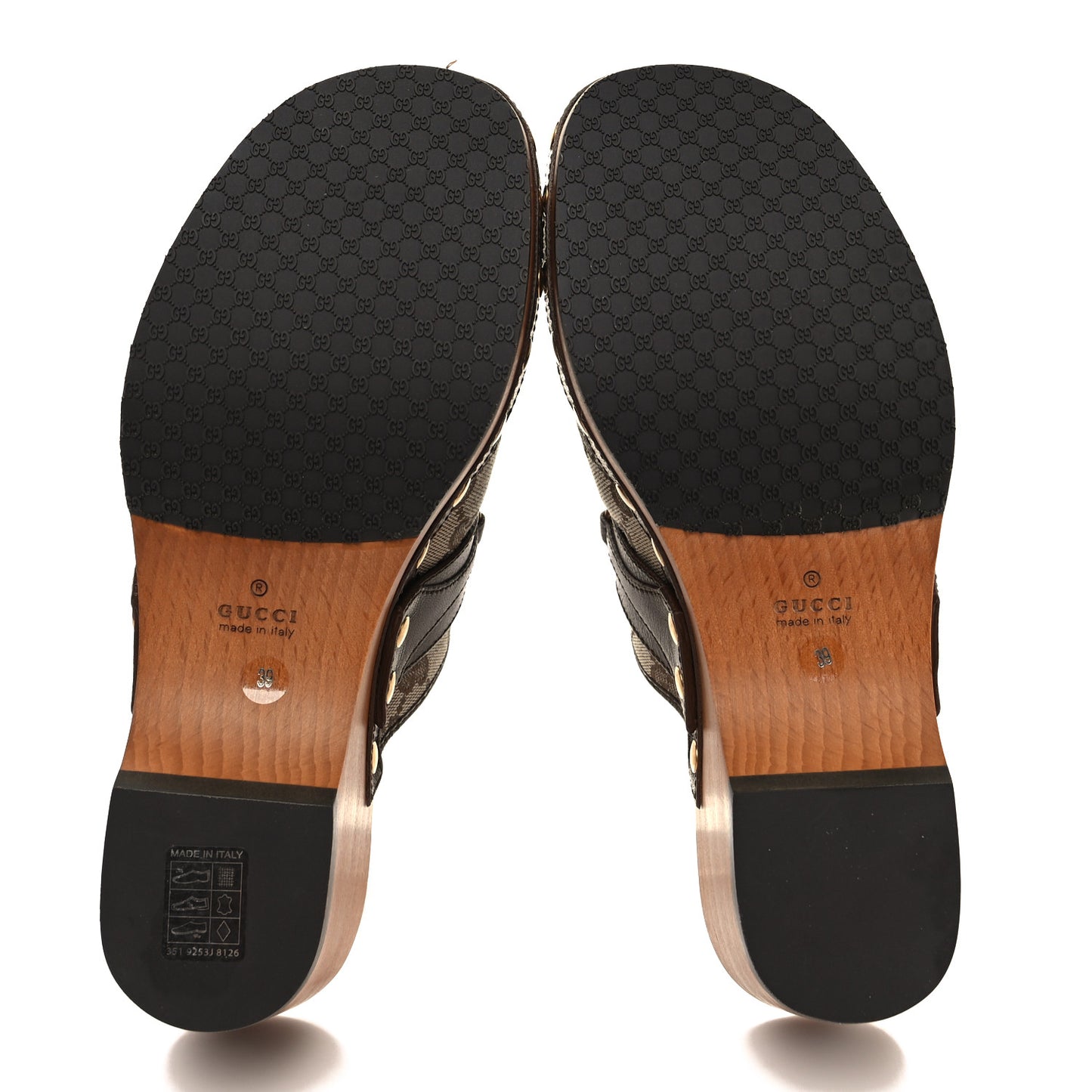 Monogram Goatskin Horsebit Clog Mules 39 Beige Ebony Brown Sugar