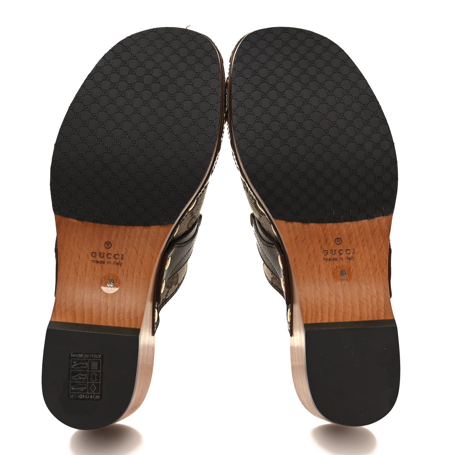 Gucci Monogram Goatskin Horsebit Clog Mules 39 Beige Ebony Brown Sugar 5 of 9