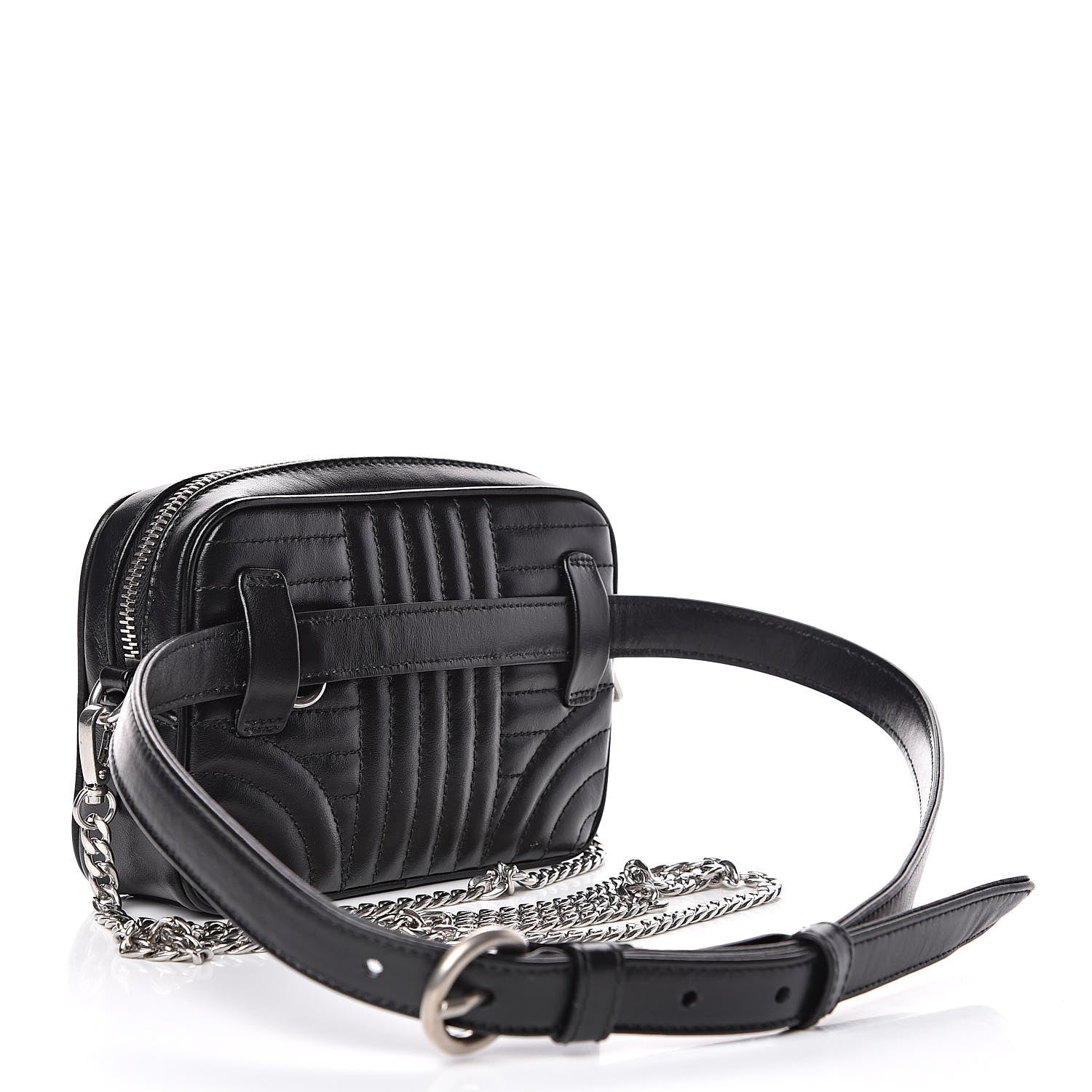 Prada Soft Calfskin Impunture Diagramme Belt Bag Black 4 of 9