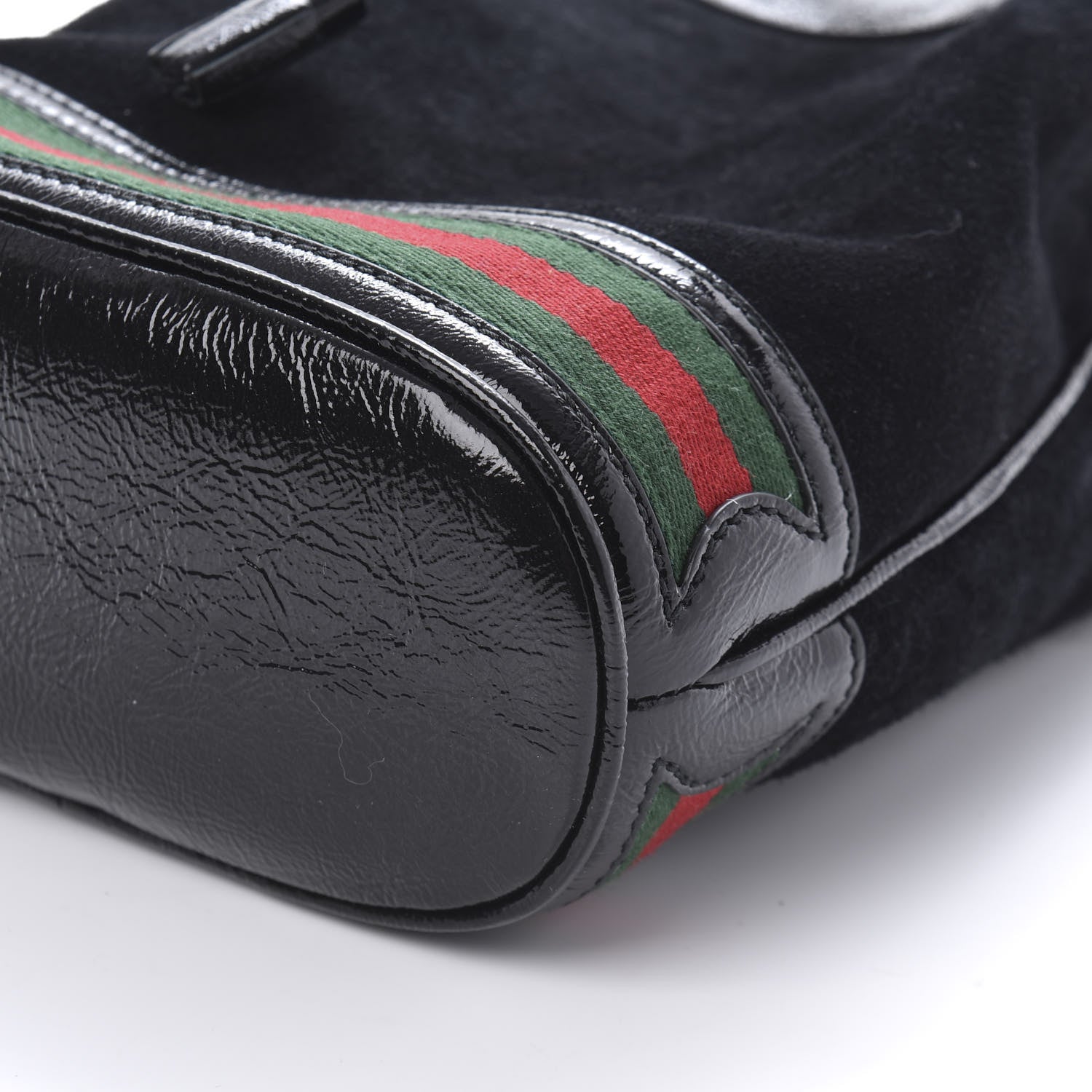 Gucci Suede Patent Web Small Ophidia Bucket Bag Black 7 of 10