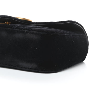 Gucci Velvet Matelasse Mini GG Marmont Shoulder Bag Black 11 of 12