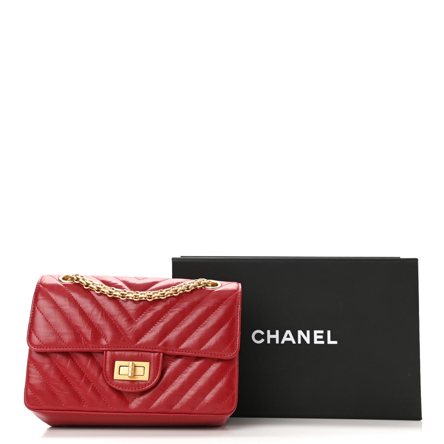 Aged Calfskin Chevron Quilted 2.55 Reissue Mini Flap Dark Red