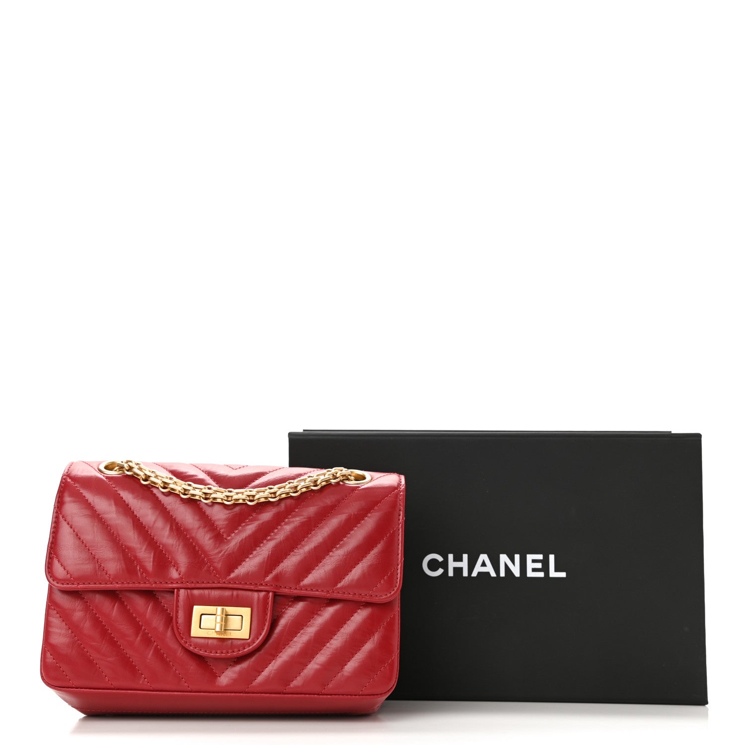 Chanel Aged Calfskin Chevron Quilted 2.55 Reissue Mini Flap Dark Red 10 of 10