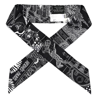 Hermes Silk Animapolis Twilly Black White 1 of 5