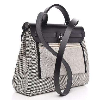 Hermes Vache Hunter Criss Viking Herbag Zip Retourne 31 PM Ecru Black 4 of 11