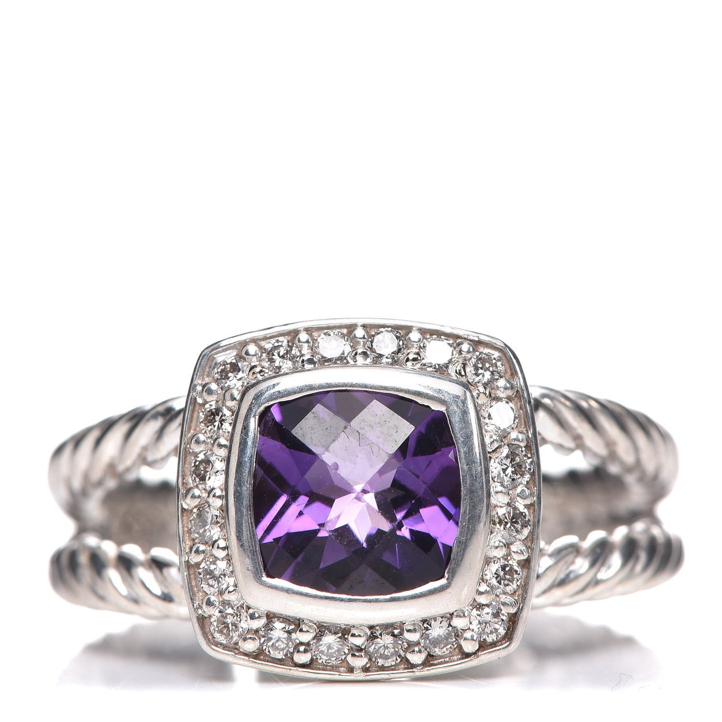 Sterling Silver Diamond Amethyst 7mm Petite Albion Ring 55 7.25