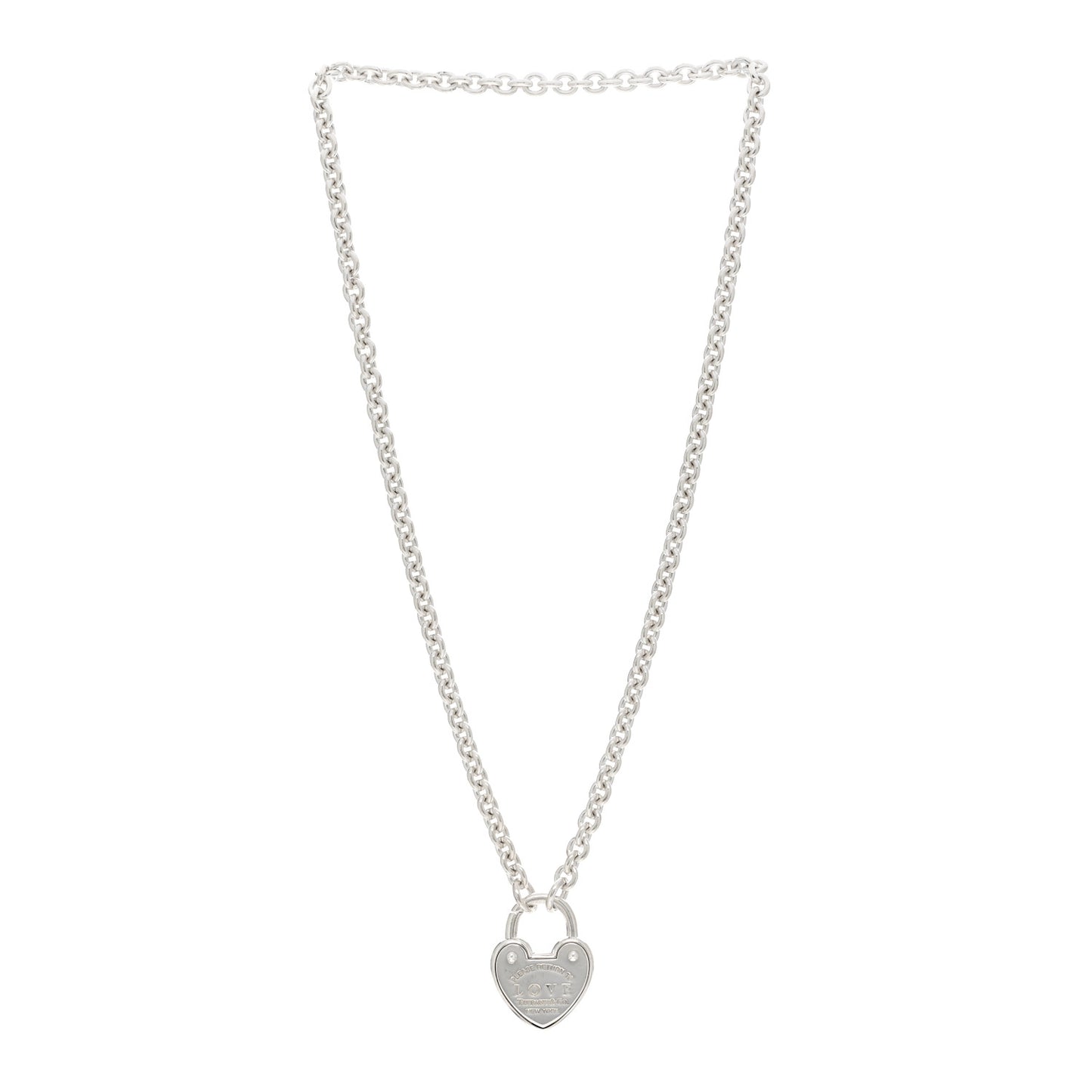 Sterling Silver Return To Tiffany Love Heart Lock Pendant Necklace