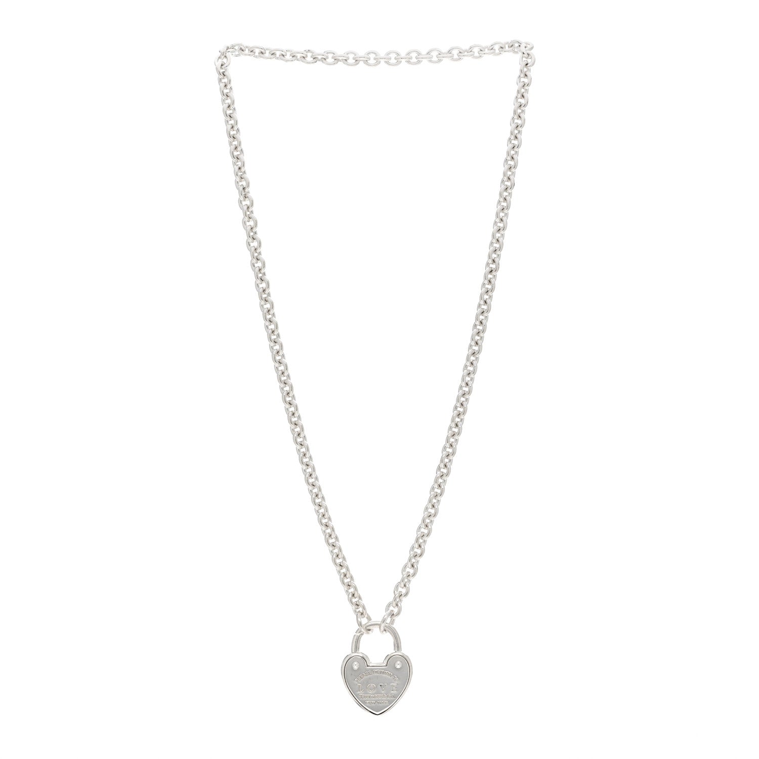 Tiffany Sterling Silver Return To Tiffany Love Heart Lock Pendant Necklace 3 of 4