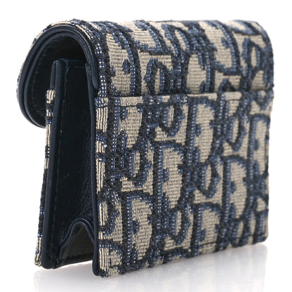 Christian Dior Oblique Saddle Card Holder Blue 3 of 8