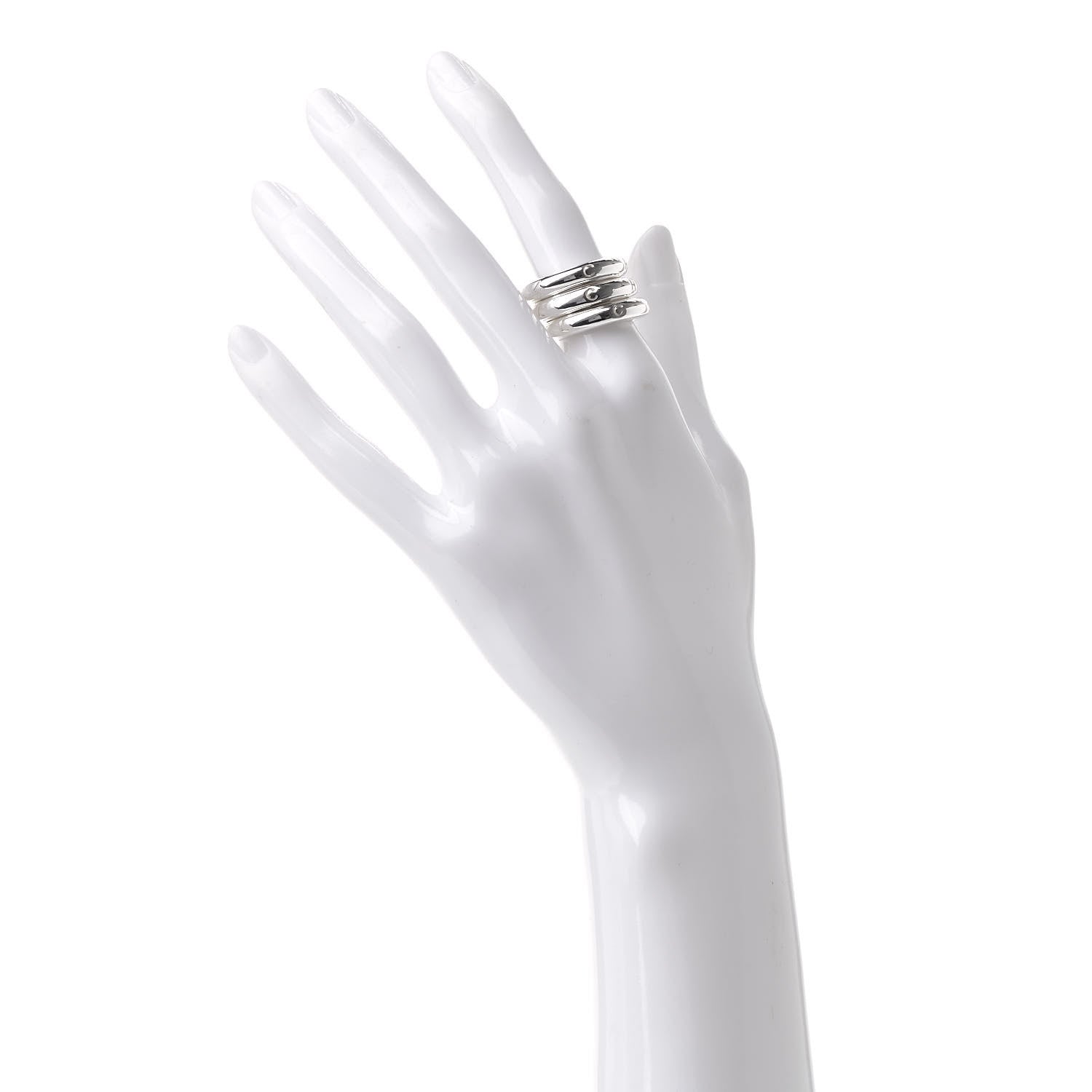 Chanel Sterling Silver Logo Set of 3 Stacking Ring 52 6 2 of 6