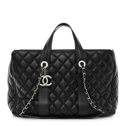 Chanel Lambskin Quilted Large Easy Carry Shopping Tote Black 1 of 11