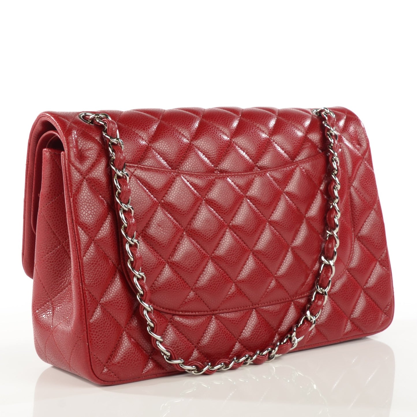 Caviar Quilted Jumbo Double Flap Red