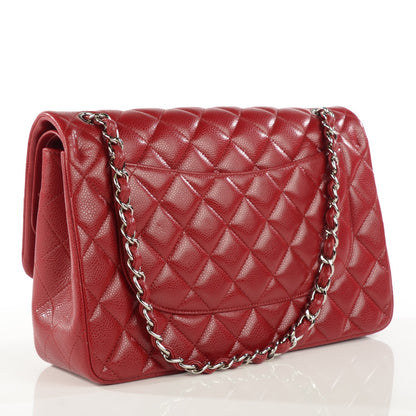 Chanel Caviar Quilted Jumbo Double Flap Red 3 of 9