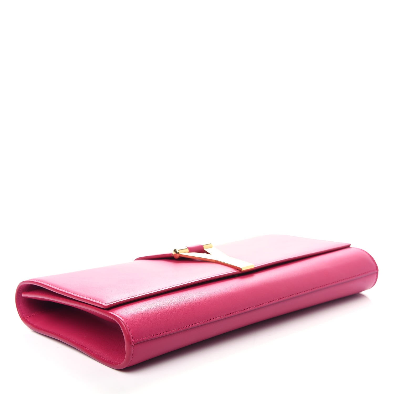 Saint Laurent Calfskin Classic Y Ligne Clutch Fuchsia 4 of 8