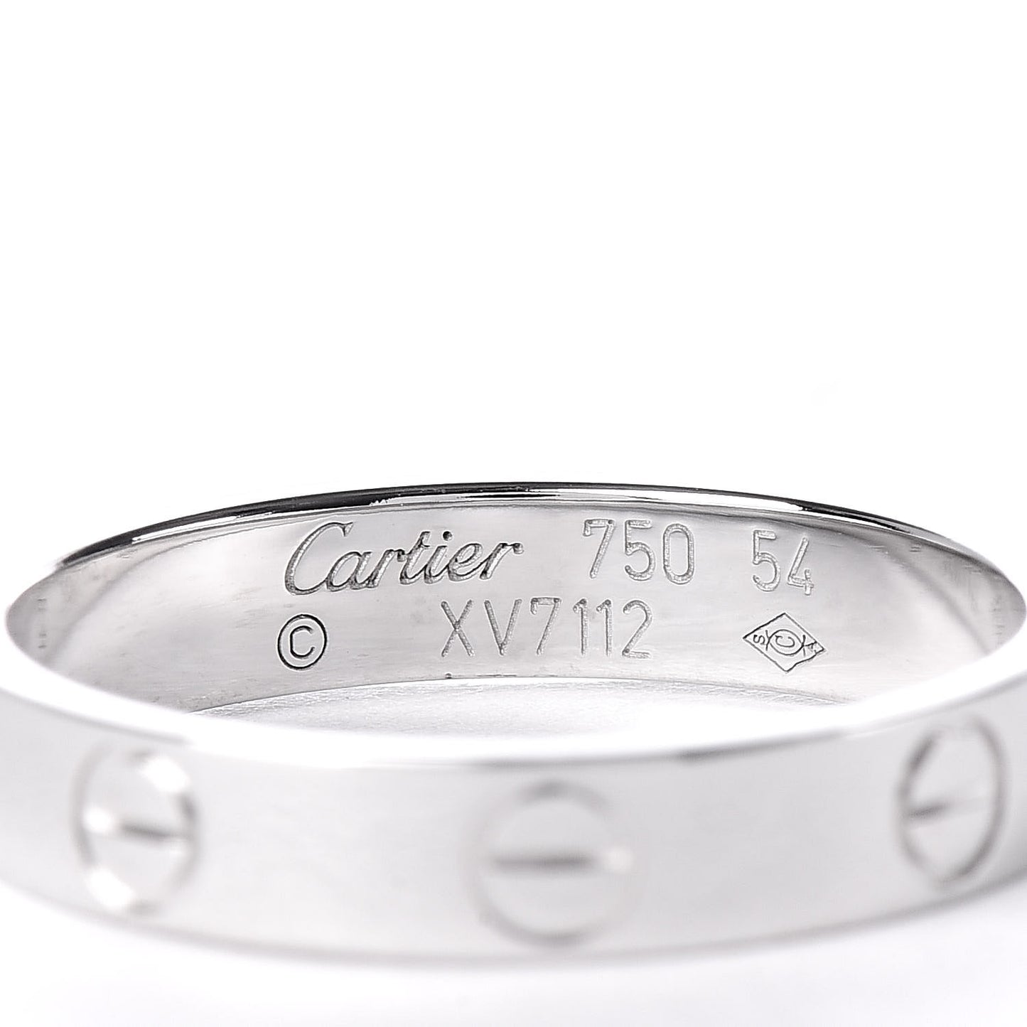 18K White Gold 3.5mm LOVE Wedding Band Ring 54 6.75