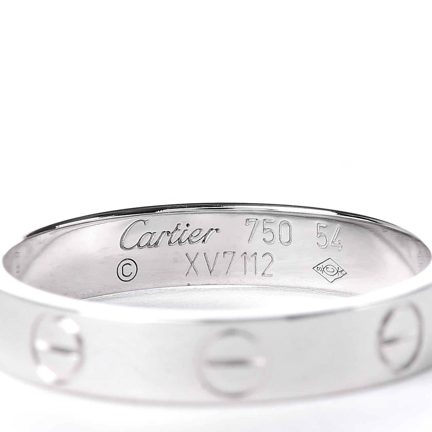Cartier 18K White Gold 3.5mm LOVE Wedding Band Ring 54 6.75 4 of 5