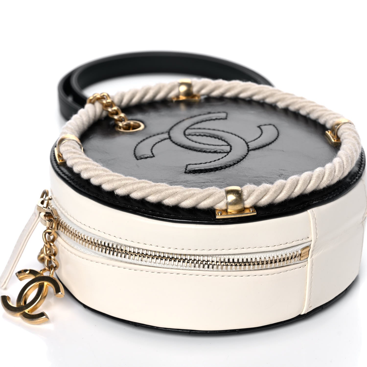 Chanel Crumpled Calfskin Cotton Small En Vogue Round Bag Black 9 of 10