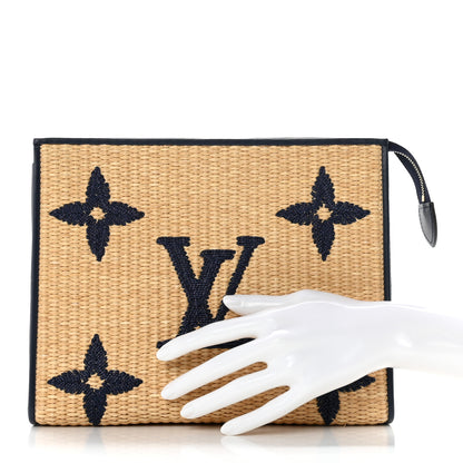 Louis Vuitton Raffia Calfskin Monogram Giant Toiletry Pouch 26 Blue 2 of 9
