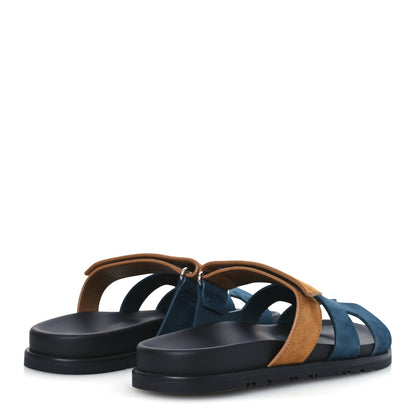 Hermes Suede Goatskin Womens Chypre Sandals 39 Vert Mousse Naturel 4 of 11