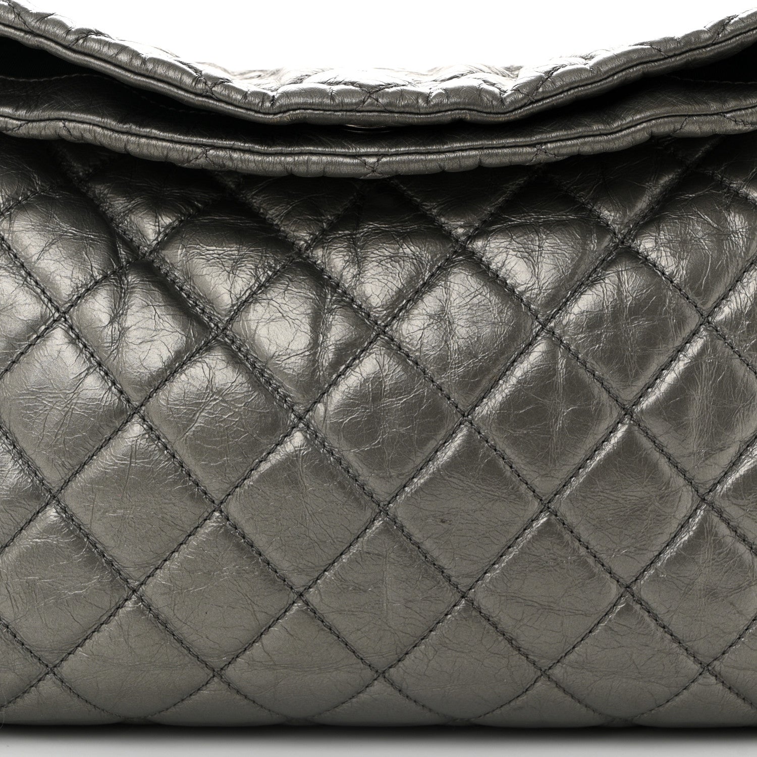 Chanel Metallic Calfskin Quilted Medium Chain Me Hobo Dark Silver 8 of 12