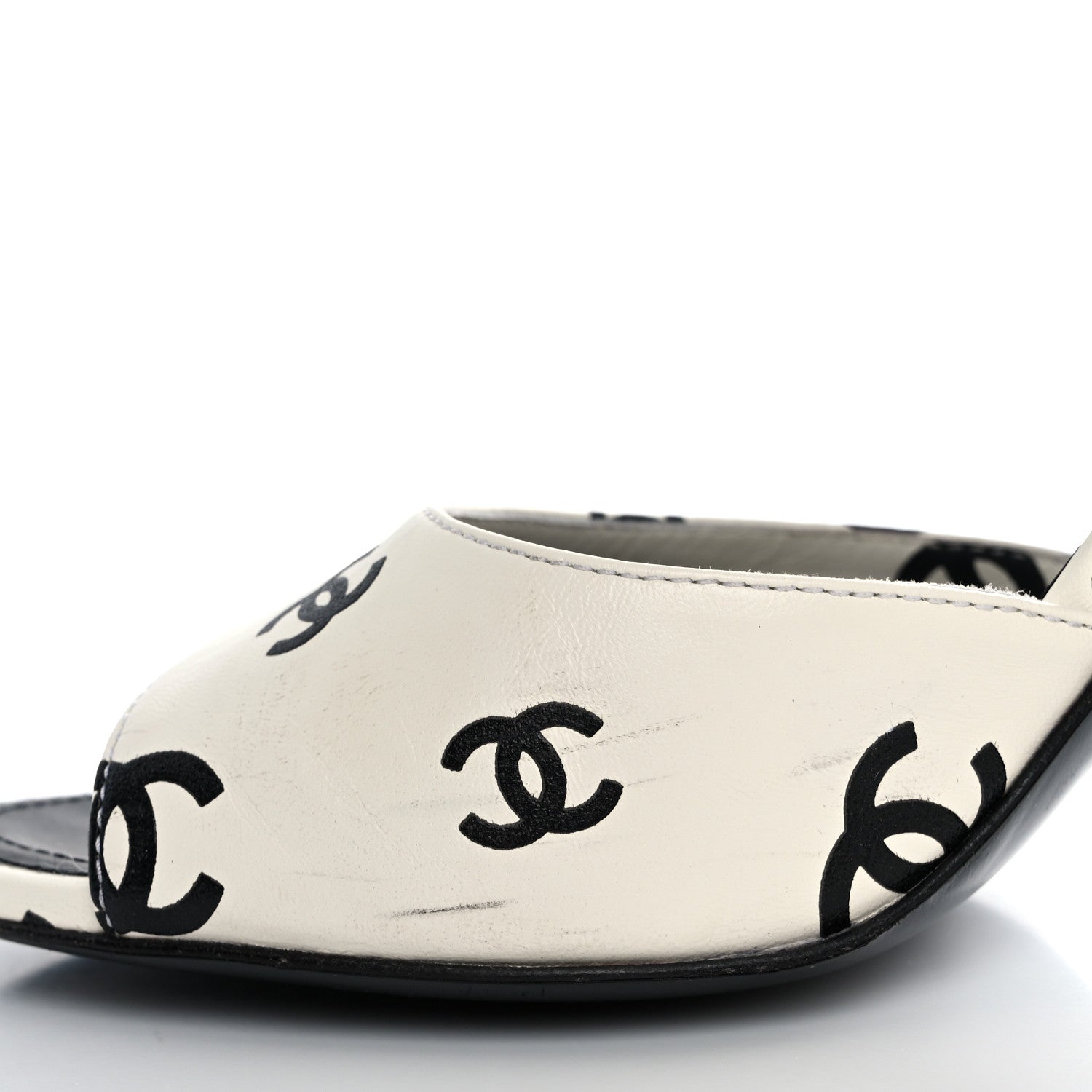 Chanel Printed Lambskin CC Platform Sandals 37 White Black 14 of 15