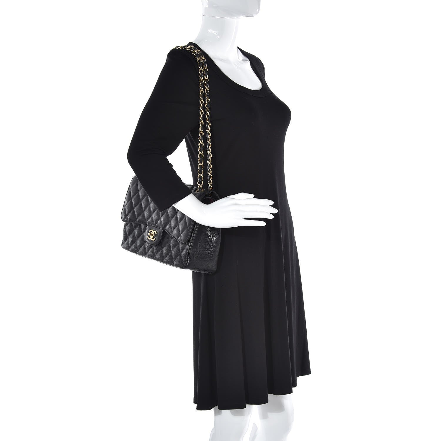 Chanel Caviar Quilted Jumbo Double Flap Black 2 of 8