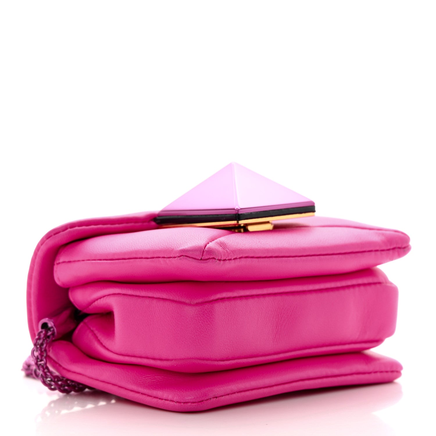 Valentino Garavani Nappa Tonal Monochrome Micro One Stud Chain Bag Pink PP 4 of 11