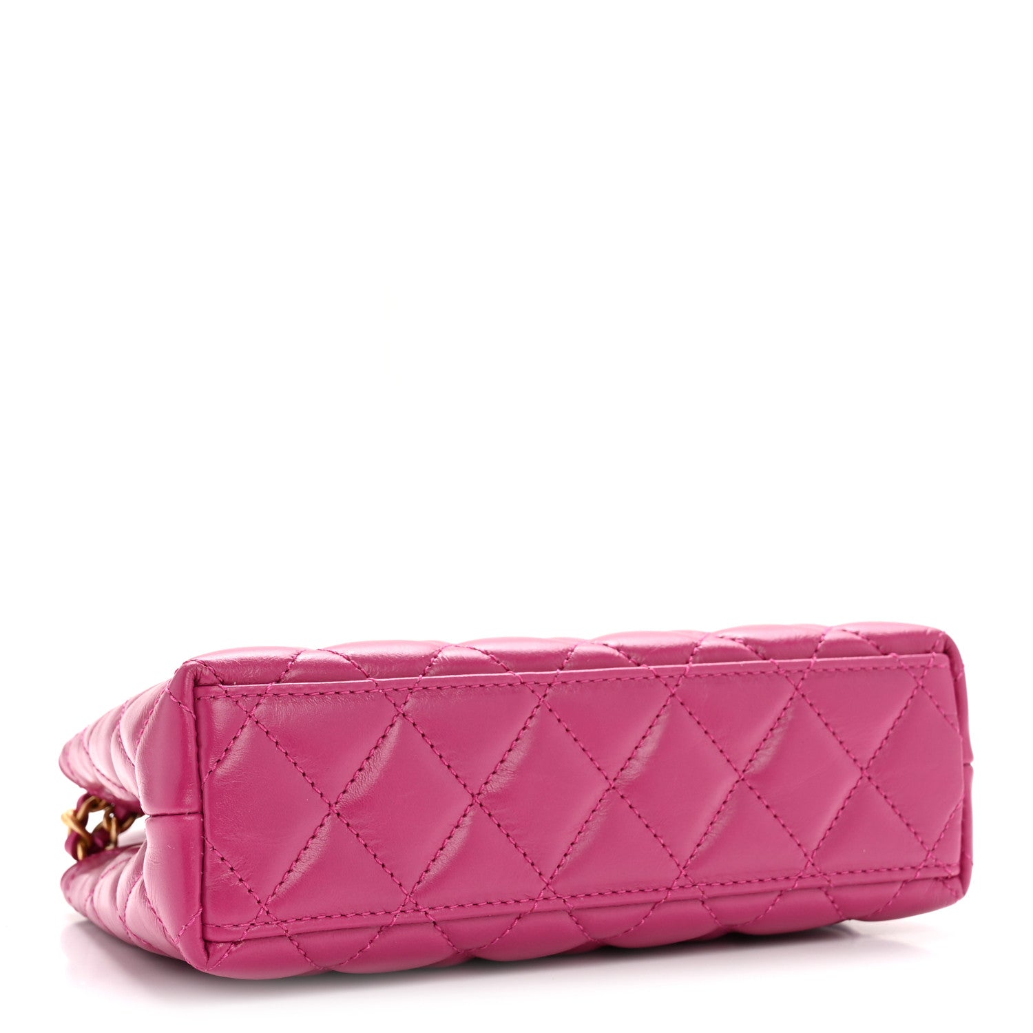Chanel Shiny Aged Calfskin Quilted Nano Kelly Shopper Dark Pink 4 of 11