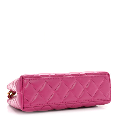 Chanel Shiny Aged Calfskin Quilted Nano Kelly Shopper Dark Pink 4 of 11