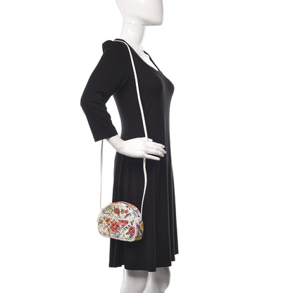 Gucci Canvas Flora Floral Trapuntata Mini Zumi Dome Shoulder Bag White 2 of 8