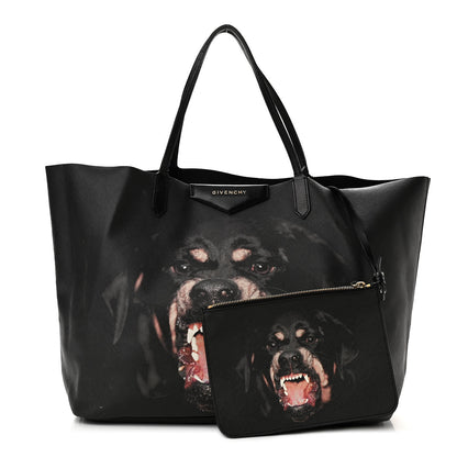 Givenchy Textured Coated Canvas Rottweiler Print Large Antigona Tote Black 1 of 22