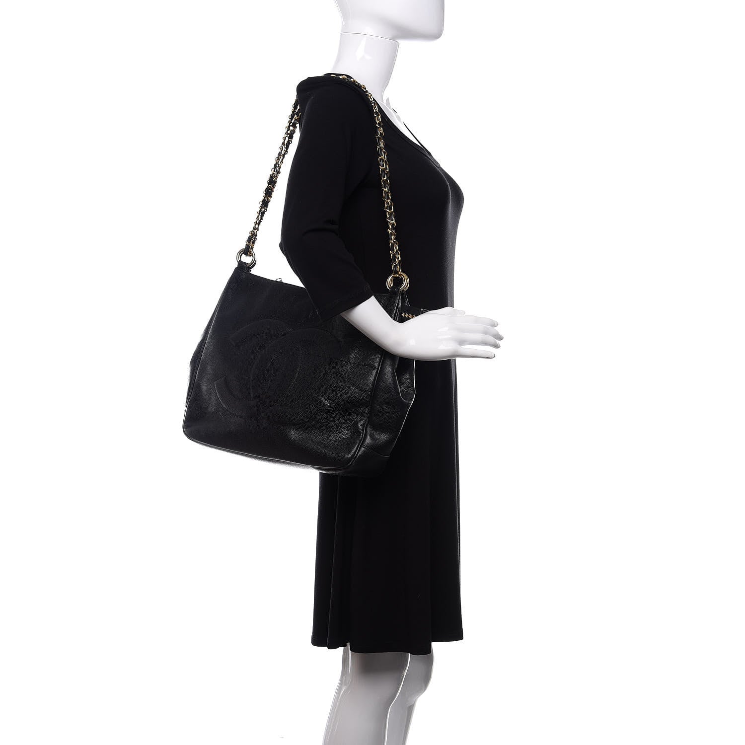 Chanel Caviar CC Zip Top Shoulder Bag Black 2 of 11