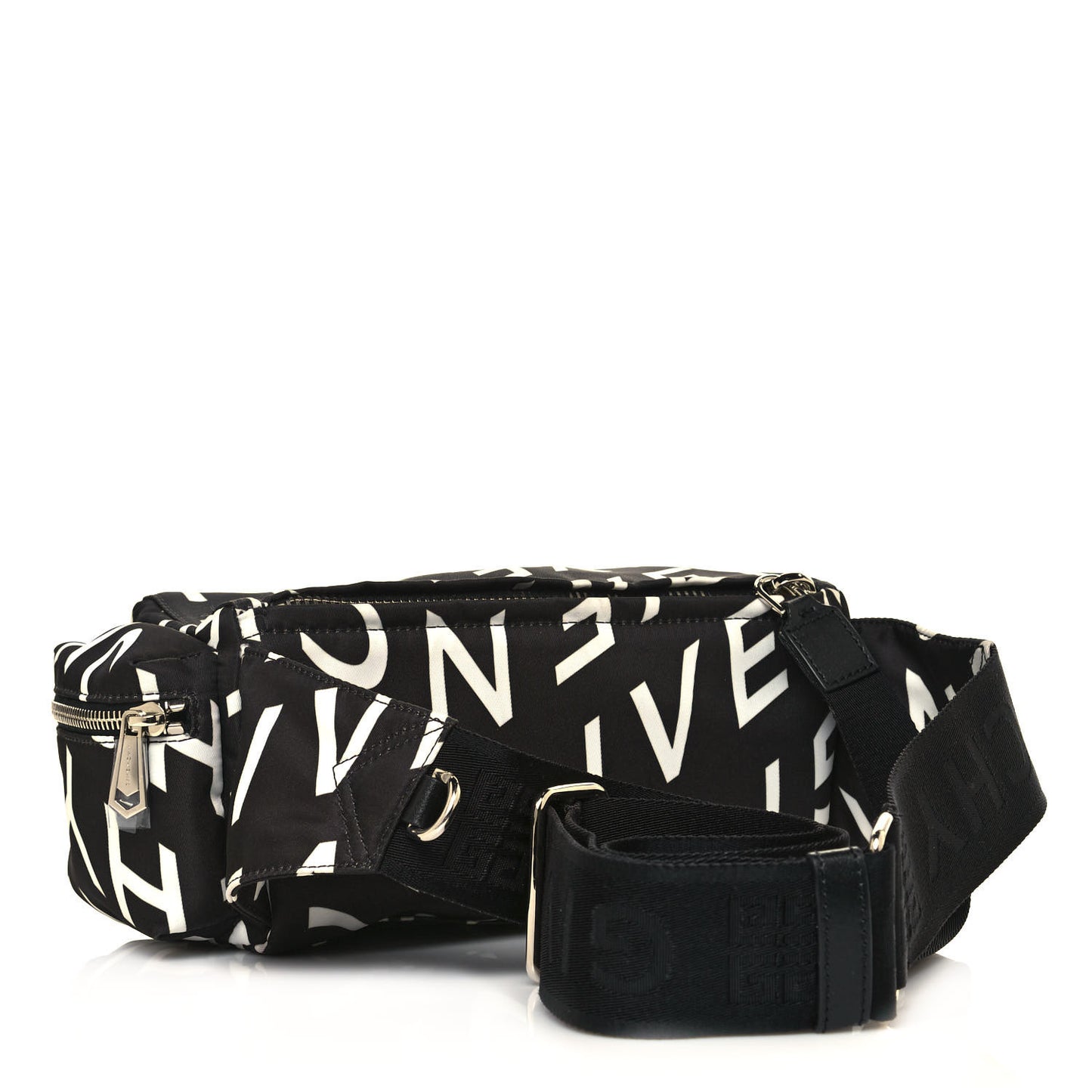 Nylon Allover Logo Belt Bag Black
