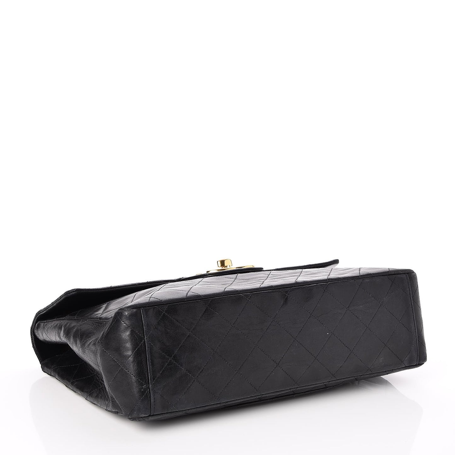 Lambskin Quilted XL Jumbo Single Flap Black
