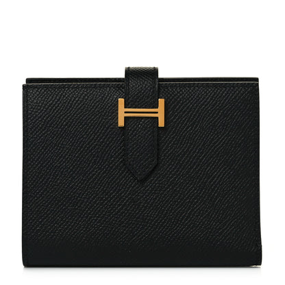Hermes Epsom Bearn Compact Wallet Black 1 of 9