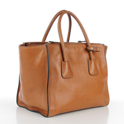Prada Glace Calf Twin Pocket Tote Cannella 6 of 12
