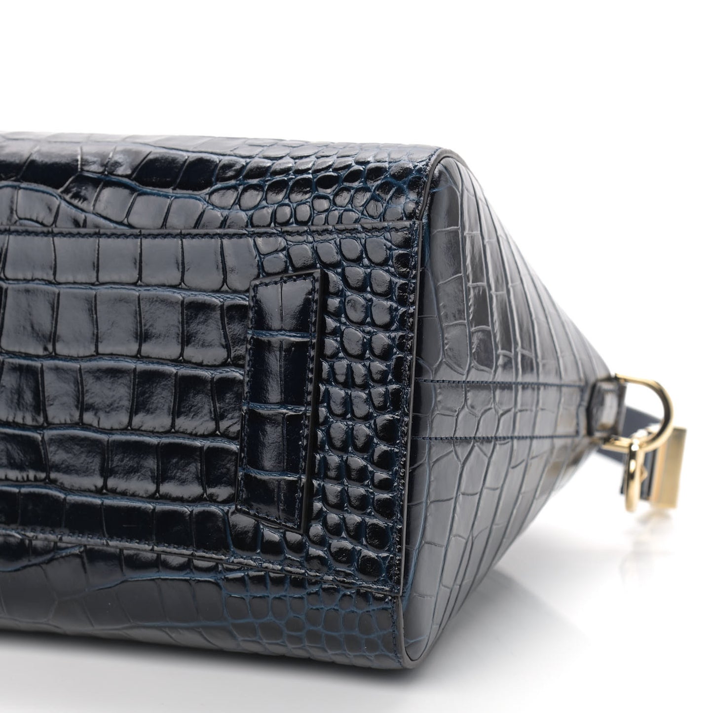 Calfskin Crocodile Embossed Small Antigona Navy